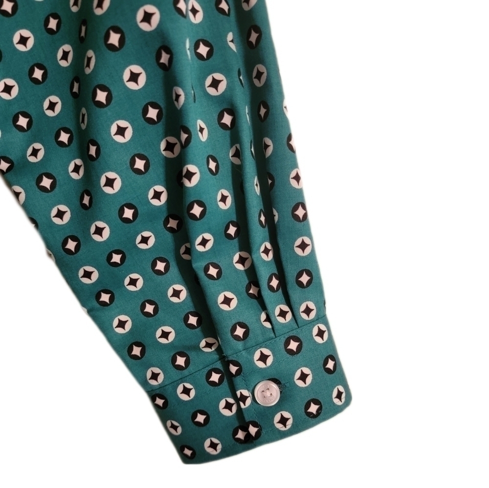 3/$15 Non-Iron PETITE RETRO PRINT BUTTON DOWN DRESS SHIRT - Picture 6 of 7